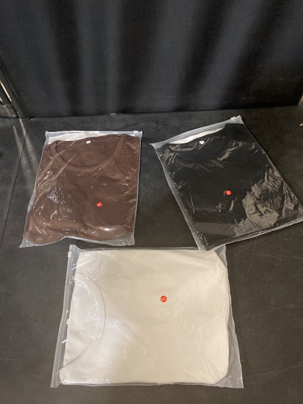 Photo 1 of 2 XL - 1 M - Womens 3 Pack Long Sleeve Shirts Fitted Tops Base Layering Tight Thermal Undershirts