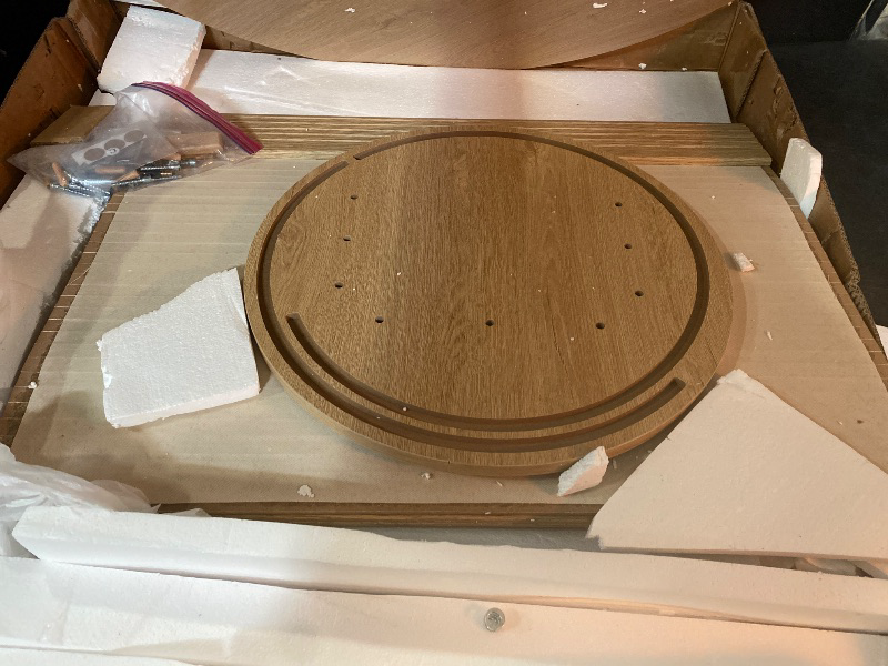 Photo 1 of 31.5" Round Dining Table for 2-4, Modern Kitchen Table with 2-Tier Storage Shelf, Small Wooden Circle Dining Tables with Fluted Base for Home Dining Room Living Room (Black)