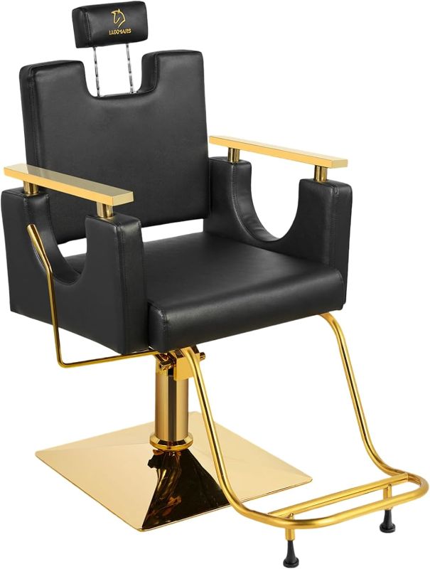 Photo 1 of Heavy Duty Barber Chair, 360° Swivel Reclining Salon Chair for Hair Stylist, Height Adjustable Hydraulic Hairdressing Chair with Footrest for Barber Shop, Beauty Salon, Hairdressers