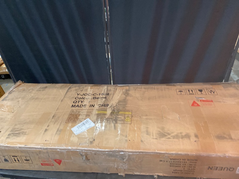 Photo 1 of Queen Bed Frame with Storage Headboard and 4 Drawers, Modern Upholstered Platform Bed with Charging Station & Led Lights, Queen Storage Bed w/Wood Slat Support, No Box Spring Needed, Grey