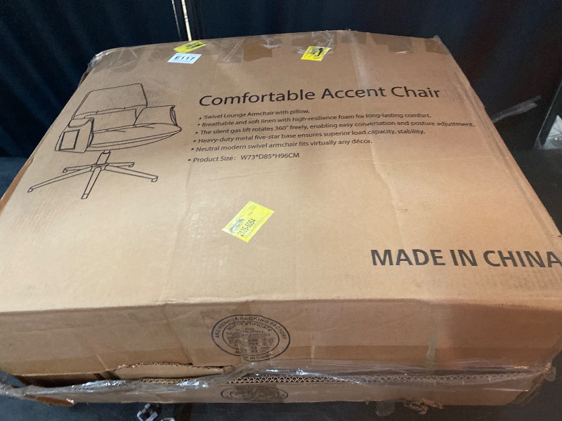 Photo 1 of High Back Home Office Chair Without Wheels, Upholstered Fabric Desk Chair with Armrests, Ergonomic Swivel Computer Task Chair (Grey)