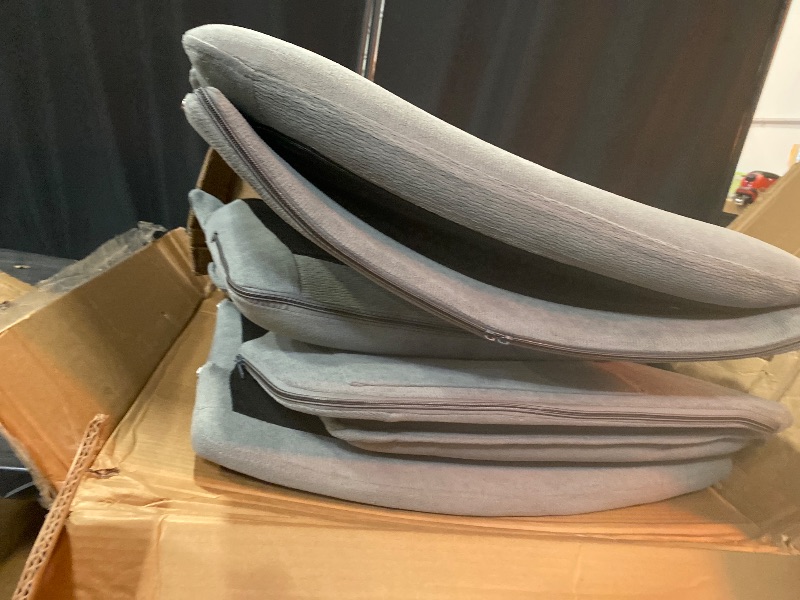 Photo 1 of High Back Home Office Chair Without Wheels, Upholstered Fabric Desk Chair with Armrests, Ergonomic Swivel Computer Task Chair (Grey)