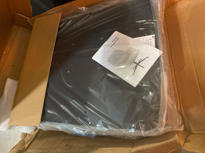 Photo 1 of **GREY NOT WHITE** High Back Home Office Chair Without Wheels, Upholstered Fabric Desk Chair with Armrests, Ergonomic Swivel Computer Task Chair (Grey)