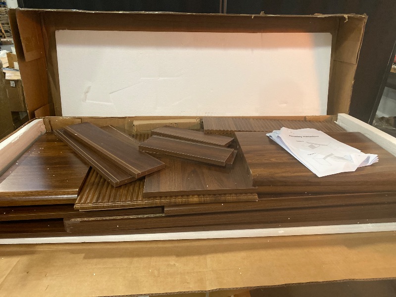 Photo 1 of Modern Computer PC Desk Table with Storage, Corner L Shaped Desk with Drawers, Home Office Desk for Bedroom and Small Space, for Writing, Executive, Study, Work, Vanity - Walnut