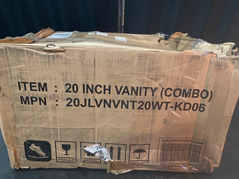 Photo 1 of 20 inch Bathroom Vanity with Sink Combo Set, Free Standing Vanity Cabinet with Soft Closing Door and Storage Rack, Solid Wood Bath Set with Ceramic Sink for Bathroom (White)