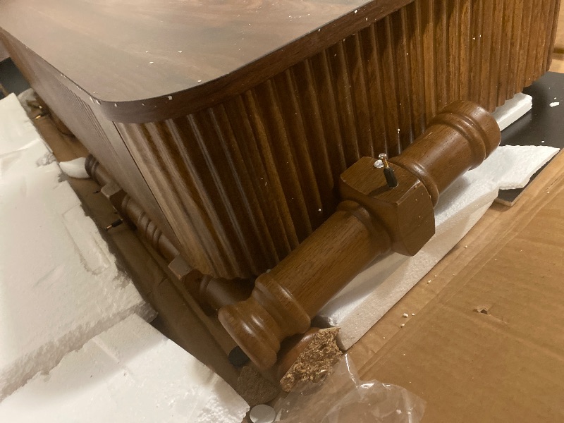 Photo 1 of Lift Top Coffee Table for Living Room, 47.24" Accent Fluted Coffee Table with Storage, Modern Solid Wood Veneered Rectangle Center Tea Table for Small Space Apartment Walnut Brown