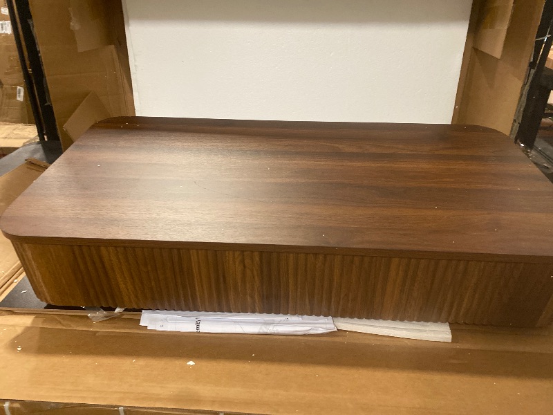 Photo 1 of Lift Top Coffee Table for Living Room, 47.24" Accent Fluted Coffee Table with Storage, Modern Solid Wood Veneered Rectangle Center Tea Table for Small Space Apartment Walnut Brown