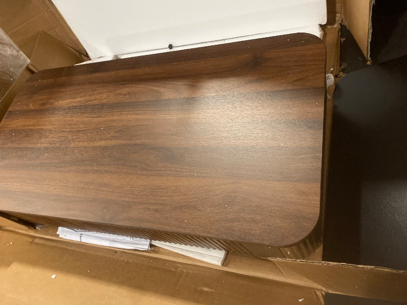 Photo 1 of Lift Top Coffee Table for Living Room, 47.24" Accent Fluted Coffee Table with Storage, Modern Solid Wood Veneered Rectangle Center Tea Table for Small Space Apartment Walnut Brown