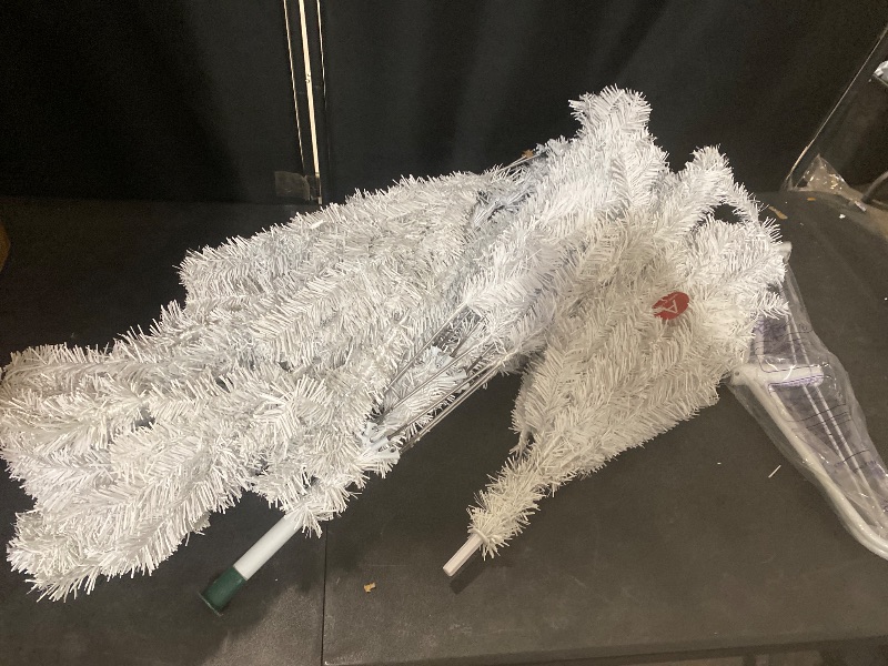 Photo 1 of Artificial Christmas Tree, White 6ft Premium Pine Unlit Holiday Decoration, Full Size Décor Easy Assembly w/Metal Stand