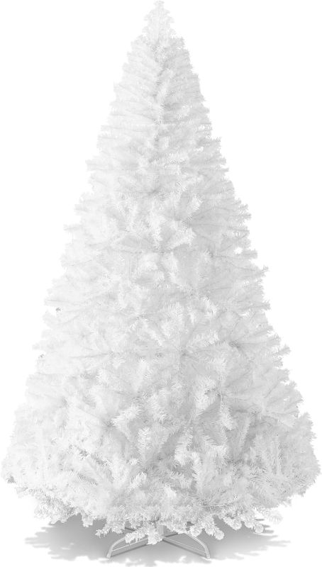 Photo 1 of Artificial Christmas Tree, White 6ft Premium Pine Unlit Holiday Decoration, Full Size Décor Easy Assembly w/Metal Stand