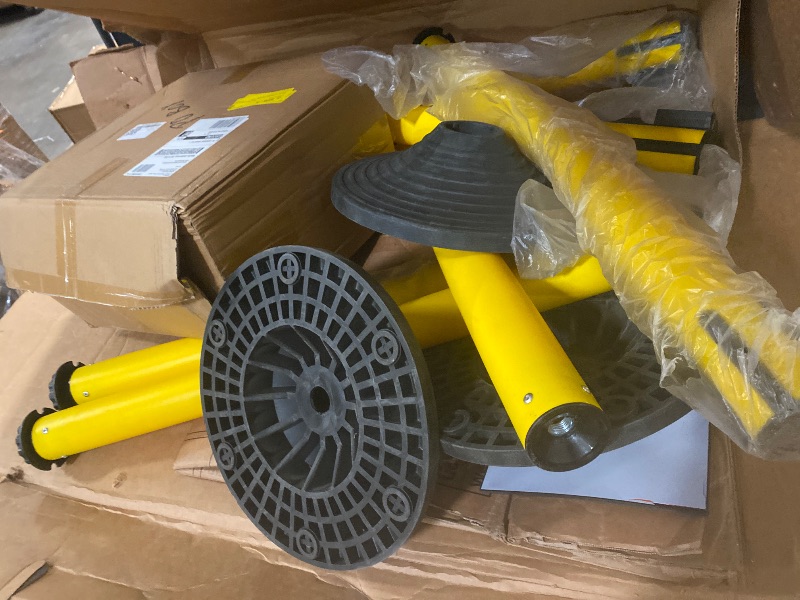 Photo 1 of 6 Pack Stanchions with Retractable Belts - Heavy Duty Crowd Control Barriers with Weighted Rubber Base, Retractable Belt Stanchions for Queue Line, Events, Public Safety(Yellow?6 Pack?