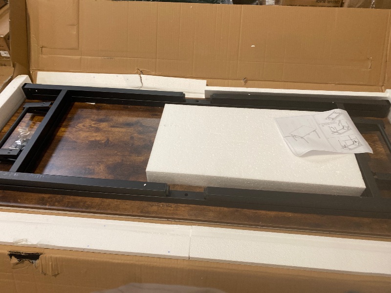 Photo 1 of Need Home Office Desk Large Computer Desk 60 inch Sturdy Table Foldable Desk Gaming Computer Table No Assembly Required, Rustic Brown&Black Frame AC5FB(152.4 * 60)