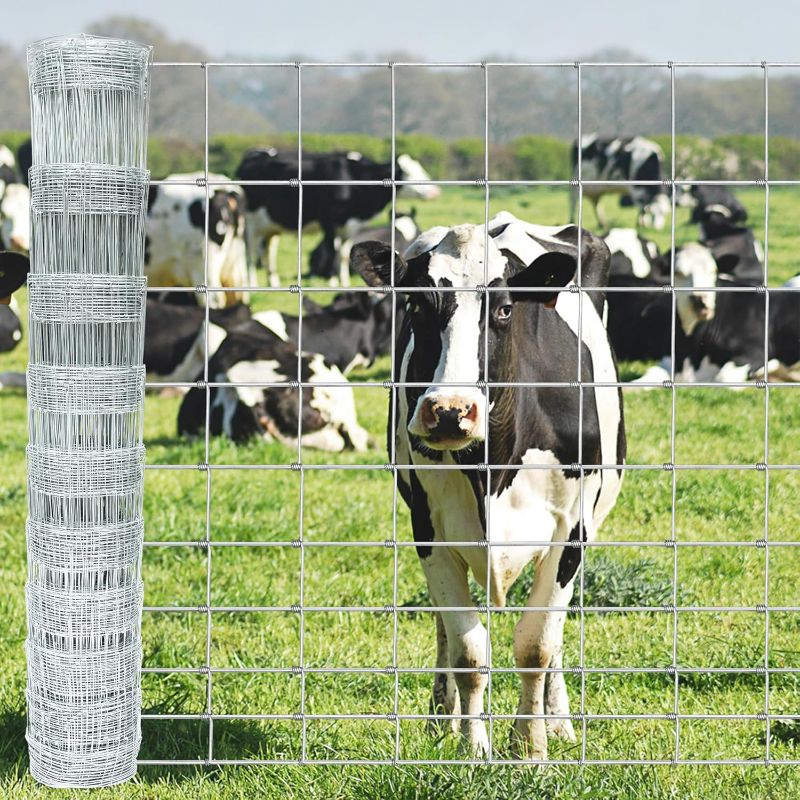 Photo 1 of 5ft x 164ft Field Fence – Heavy-Duty Galvanized Steel Livestock Fencing for Cattle, Goats, Sheep, Horses, Deer, and Hogs – Durable Farm & Ranch Animal Barrier