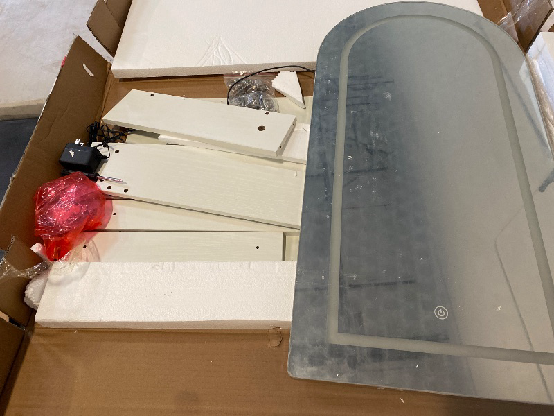 Photo 1 of Arched Medicine Cabinet with LED Light, Recessed Black Bathroom Mirror Cabinet with Integrated Storage, Wall-Mounted Mirror Medicine Cabinet (Black)