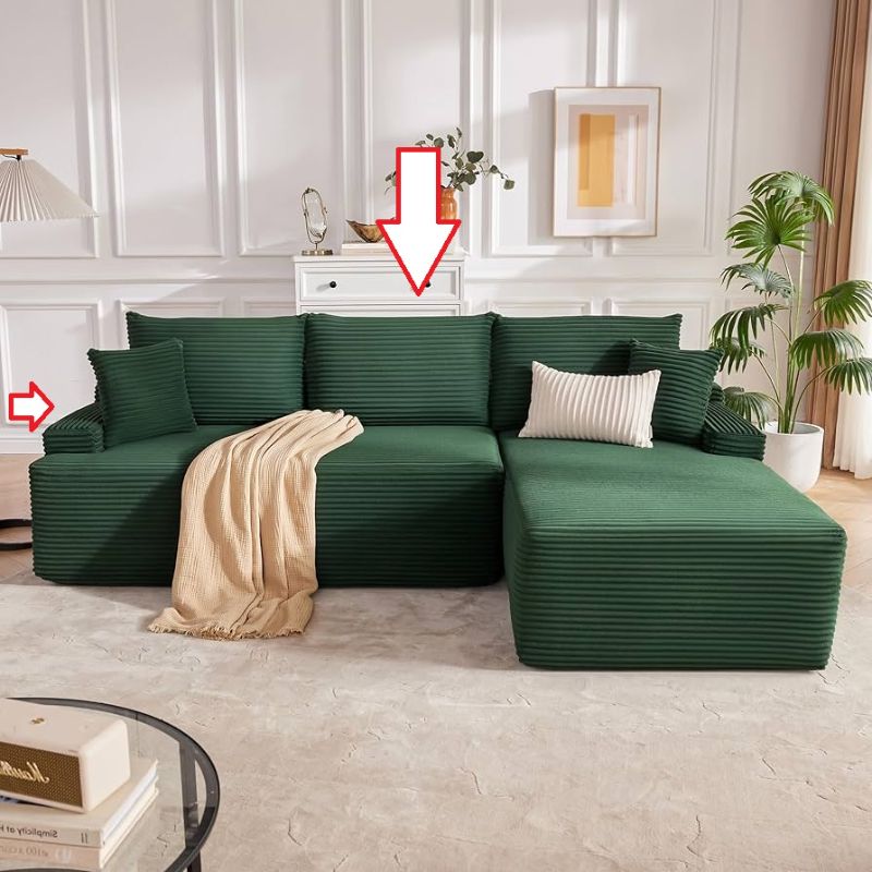 Photo 1 of Shaped Modular Sectional Sofa | 108" Cloud Couch with Deep Seats, L-Shape Foam Couch with Chaise and Movable Ottoman, Comfy Boneless, No Assembly Required, Black Memory Foam, Pillow-Back Style