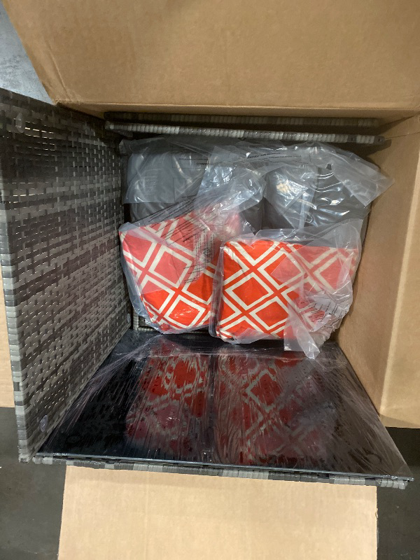 Photo 1 of 7 Pieces Outdoor Patio Furniture Set, All-Weather PE Rattan Wicker Sectional Sofa Seating with Waterproof Cushions and Coffee Table, Outdoor Conversation Set for Garden, Backyard, Balcony