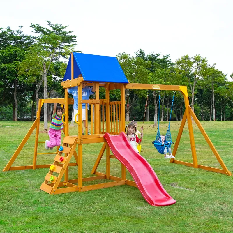 Photo 1 of SuniBoxi Backyard Swing Set: Slide, Wall, Sandbox, Monkey Bar, Etc. Outdoor Play for 3-6-Year-Olds.