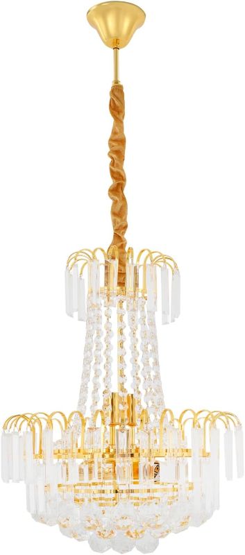 Photo 1 of 6-Light Crystal Chandelier - 19.7" Gold Modern Ceiling Light with K9 Crystals for Living Room, Bedroom, Compatible with E12 LED/CFL Bulbs (Not Included), Covers 215 sq.ft