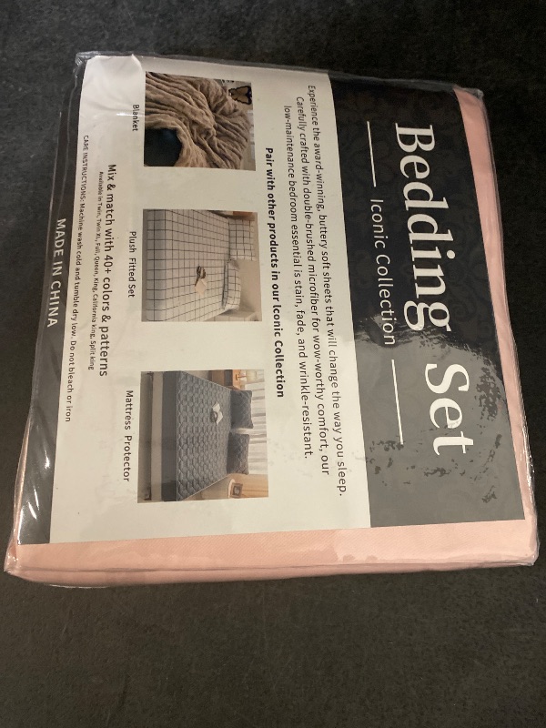 Photo 1 of PAJEO Full Fitted Sheet, 3 Pieces Soft and Breathable Silky Bedding Set, Machine Washable Easy Care, 1 Fitted Sheet and 2 Pillowcases(Full,Pink)