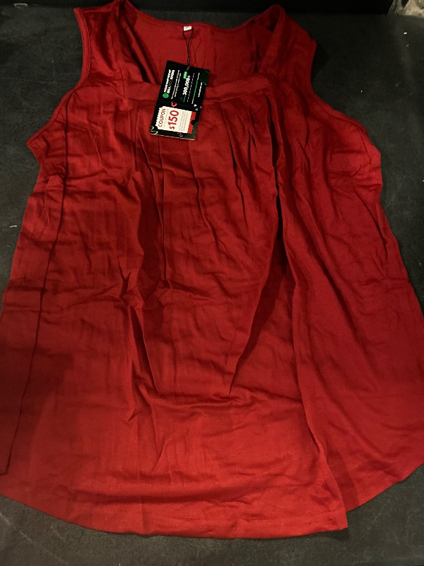 Photo 1 of XL Womens Tank Tops Summer Sleeveless Loose Fit Square Neck Pleated Shirts Banded Basic Casual Trendy Clothes