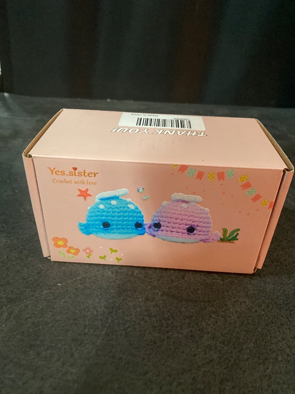 Photo 1 of DIY Crochet Kit 2 Whale Set Pink/Blue For Beginners