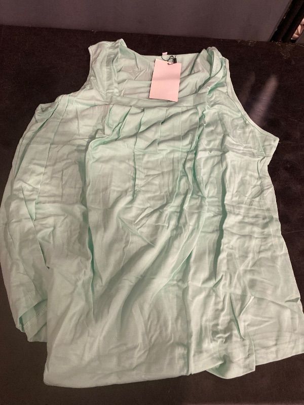 Photo 1 of L Womens Tank Tops Summer Sleeveless Loose Fit Square Neck Pleated Shirts Banded Basic Casual Trendy Clothes