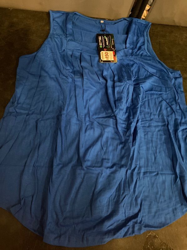 Photo 1 of L Summer Tank Tops for Women Loose Fit Pleated Square Neck Sleeveless Tops Curved Hem Flowy