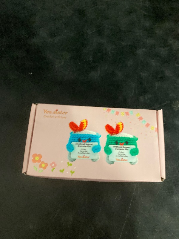 Photo 1 of Dumpster Fire Green/Blue Crochet Material Package – DIY Hand-Woven Kit, Pure Cotton Yarn