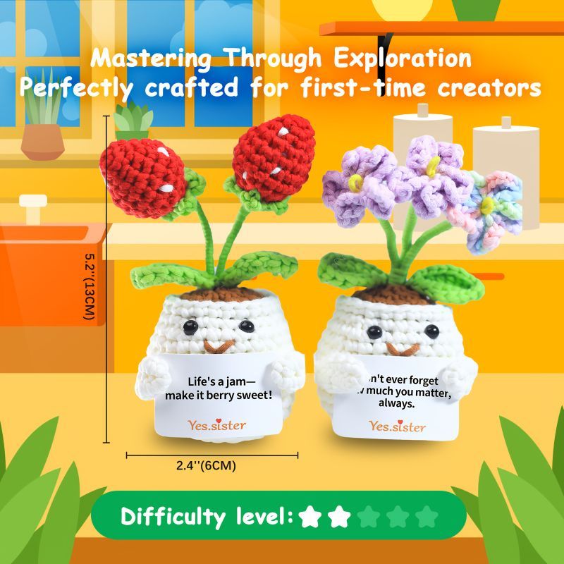 Photo 1 of Strawberry and Forget Me Not Crochet Diy Kit