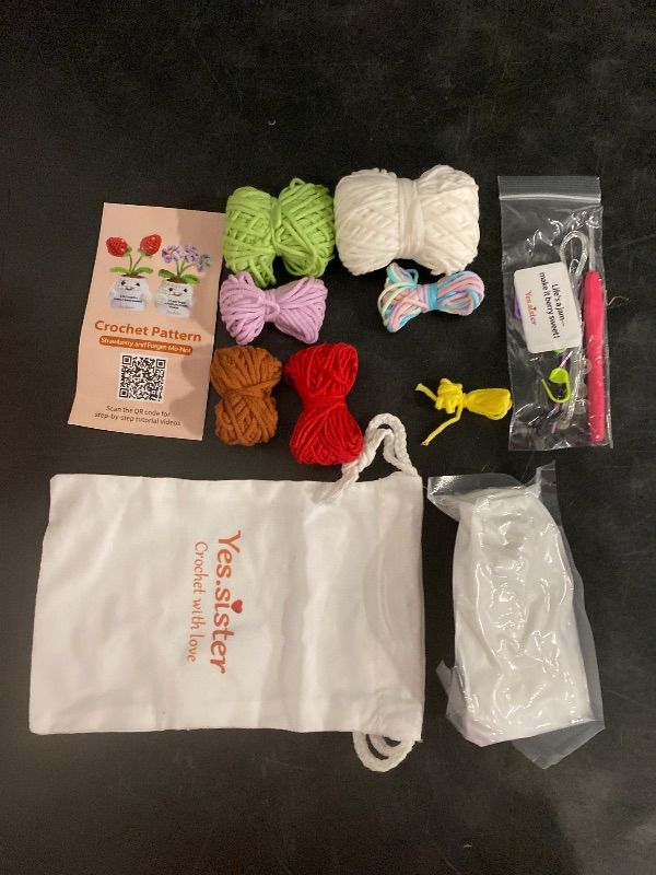 Photo 1 of Strawberry and Forget Me Not Crochet Diy Kit