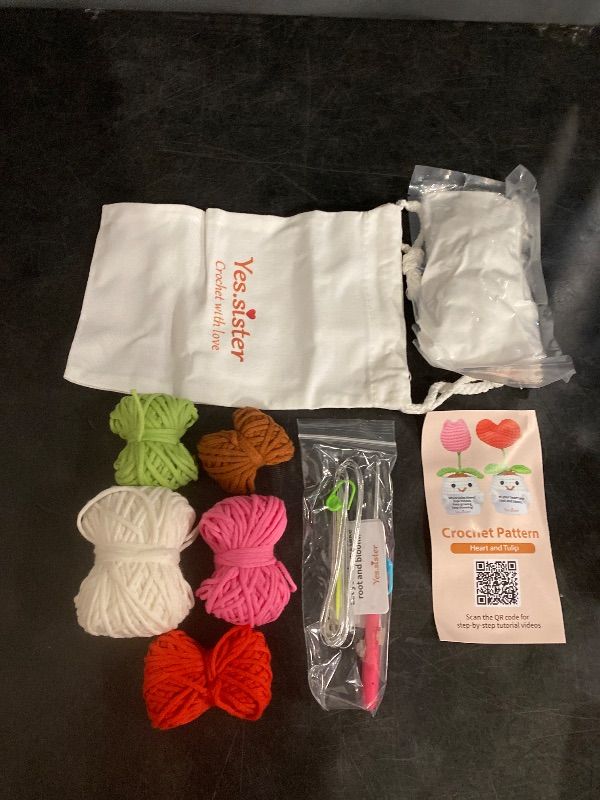 Photo 1 of DIY Crochet Kit Set Of 2 Flowers (Red/Pink), Beginner-Friendly Amigurumi Kit Relaxing Craft For Teens And Adults