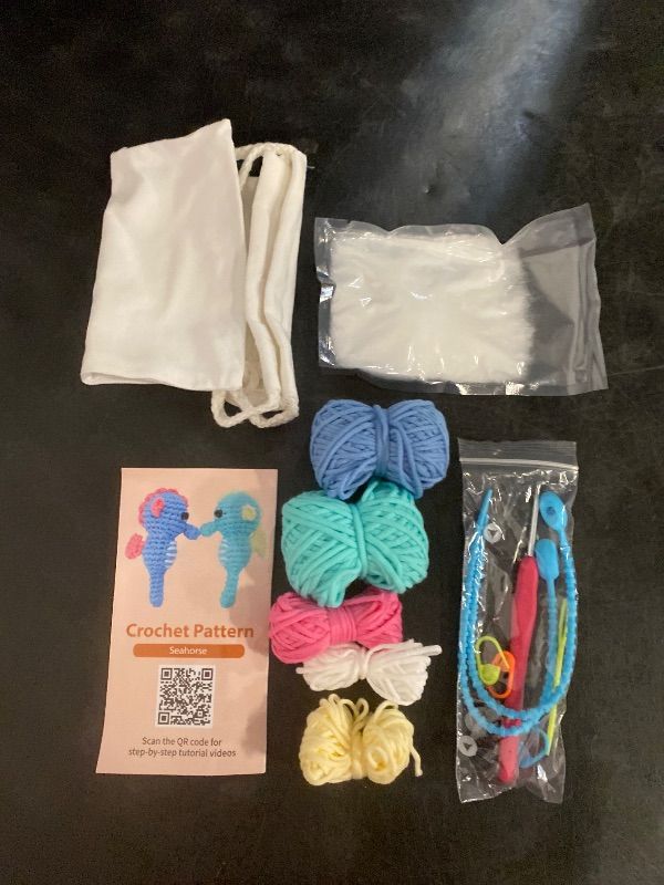 Photo 1 of 2 Seahorse Blue/Green DIY Beginner Crochet Set