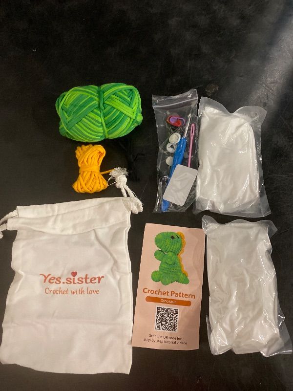 Photo 1 of Dinosaur Crochet Material Kit DIY Hand-Woven Kit, Pure Cotton Yarn