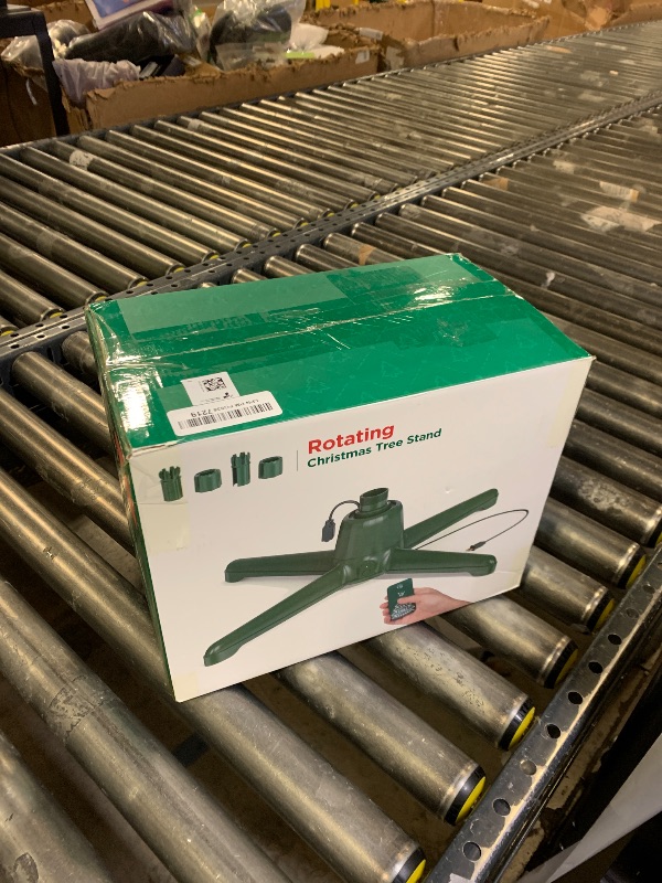 Photo 1 of (2025 Upgrade) Rotating Christmas Tree Stand with Remote Control, Stable 360 Revolving Tree Base Stand, Up to 7.5ft 90lb. Adjustable Christmas Tree Holder for Xmas Tree, Artificial Tree (Green)