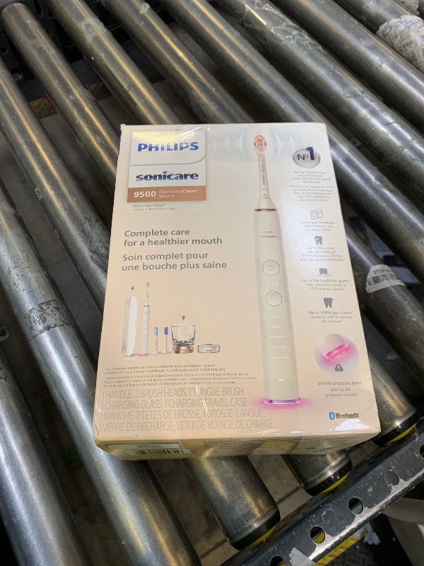 Photo 1 of Philips Sonicare DiamondClean Smart 9500 Electric Toothbrush, Sonic Toothbrush with App, Pressure Sensor, Brush Head Detection, 5 Brushing Modes and 3 Intensity Levels, Rosegold, Model HX9923/61