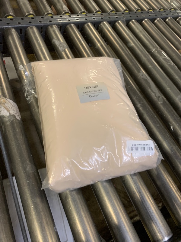 Photo 1 of USXIBEI Queen Sheet Set - 6 Piece Sheets Queen Size Bed Set - Breathable & Cooling Hotel Luxury Bedding Set - Soft & Comfy Fully Elasticized 16" Deep Pocket Queen Sheets (Queen Beige)