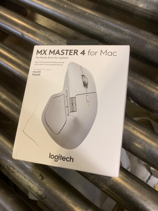 Photo 1 of Logitech MX Master 4 for Mac, Ergonomic Bluetooth Mouse with Advanced Performance Haptic Feedback, Ultra-Fast Scrolling, USB-C Charging, MacOS, iPadOS, Windows - White Silver