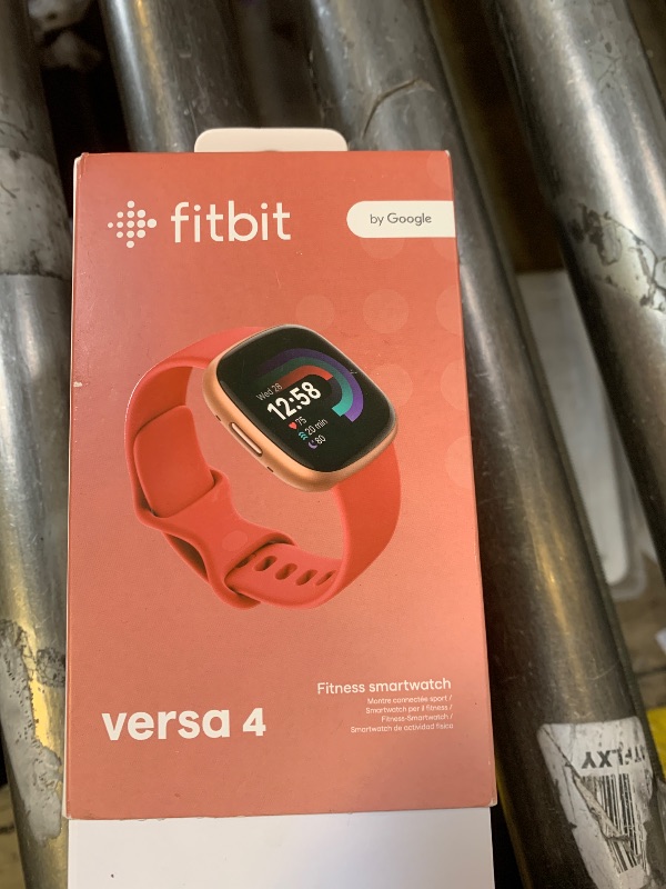 Photo 1 of Fitbit Versa 4 Fitness Smartwatch with Daily Readiness, GPS, 24/7 Heart Rate, 40+ Exercise Modes, Sleep Tracking and more, Pink Sand/Copper Rose, One Size (S & L Bands Included)
