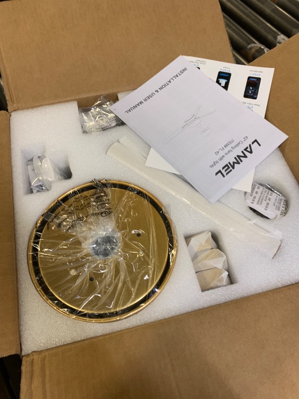 Photo 1 of LANMEL 42'' Ceiling Fan with Lights and Remote, Low Profile Modern Ceiling Fan Gold, 6 Speed, Reversible, 3000k-6000k LED, Quiet DC Motor for Indoor Outdoor Bedroom Living Room