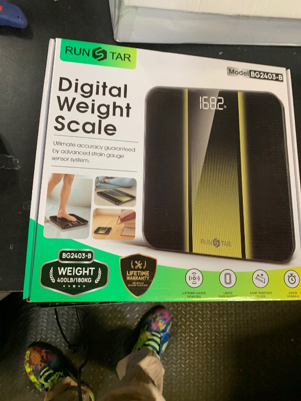 Photo 1 of RunStar Digital Bathroom Scale for Body Weight, 400lb, with High Precision, Clear LED Backlight Display, Accurate Scale with 6mm Tempered Glass