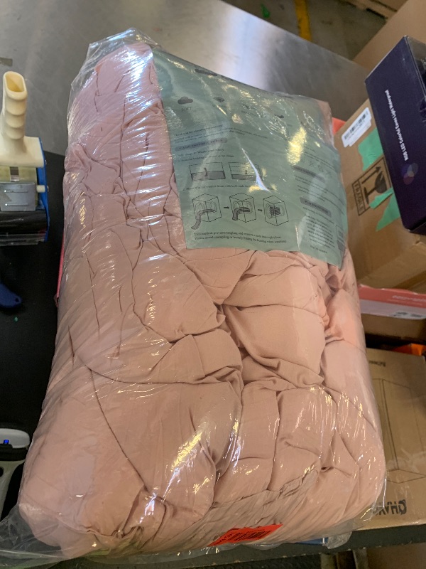 Photo 1 of Litanika Full Size Comforter Sets, 3 Pieces Blush Pink Ruffle Girls Women Cute Bedding Comforters & Sets, Lightweight Fluffy Microfiber as Gift (79x90In Comforter & 2 Pillowcases)