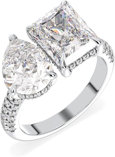 Photo 1 of Certified 4.4 - 15.6 Carat Moissanite Engagement Ring for Women, D Color, VVS1 Clarity 925 Sterling Silver with 18K White Gold Plating Solitaire Bridal Ring for Wedding, Anniversary, Mother’s Day Gift