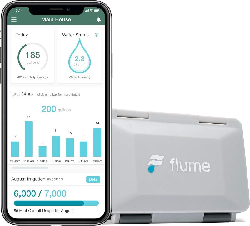 Photo 1 of Flume 2 Smart Home Water Monitor & Leak Detector – WiFi Connected, Real-Time Usage Tracking & Alerts – Works with Compatible Residential Water Meters