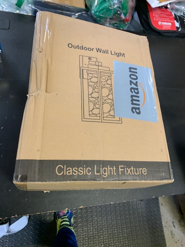 Photo 1 of Dusk to Dawn Exterior Porch Light Fixture, Water Ripple Outdoor Wall Lantern Black, 2 Pack Sensor Outside Lantern Lamp, Waterproof Wall Sconce Light, Outside Mount Lamp for Doorway(Bulb Included)