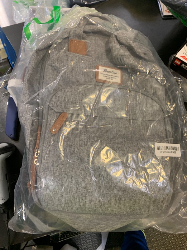 Photo 1 of RUVALINO Diaper Bag Backpack-Multifunction Travel Baby Diaper Bag with Changing Pad, Insulated Bottle Holders & Pacifier Case, Large Capacity, Waterproof, Gray