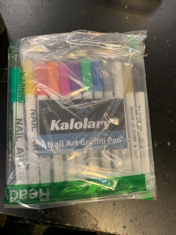 Photo 1 of 12 Color 3D Nail Art Pens Set, Kalolary Nail Pens Nail Point Graffiti Dotting Pen Drawing Painting Liner Brush for DIY Nail Art Beauty Adorn Manicure Tools
