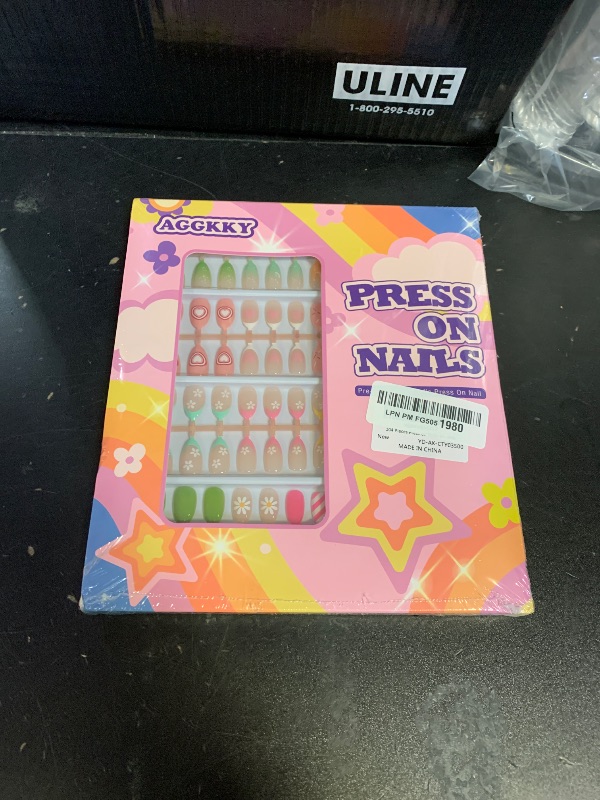 Photo 1 of 104 Pieces Press on Nails for Kids 4 Pack Artificial Fake Nails for Girls Kid Press on Nails for 8-12 Years with Jelly Nail Adhesives & Nail Builder Glue