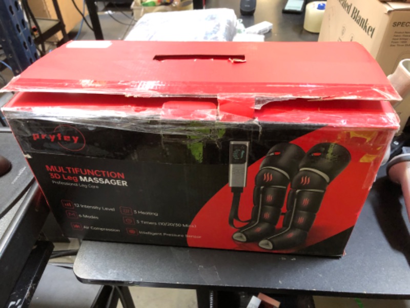 Photo 1 of pryfey Leg Massager with Heat and Compression, Foot Massager for Circulation and Pain Relief, 3 Timers, 12 Intensity, 6 Modes,3 Heating with Knee Massager,Gift for Man Woman Parents,Black