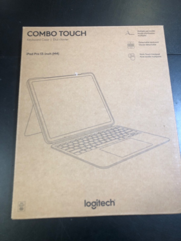 Photo 1 of Logitech Combo Touch iPad Pro 13-inch (M4 & M5)(2024 & 2025) Keyboard Case - Detachable Backlit Keyboard with Kickstand, USB Connectivity, Comfortable Typing, Multi-use Mode - Midnight Black