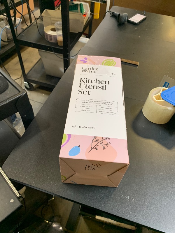 Photo 1 of Larder & Vine 12-Piece Silicone Kitchen Cooking Utensils Set with Stainless Steel Handle and Ceramic Holder, Dishwasher Safe Set of Kitchen Essentials (Bondi)